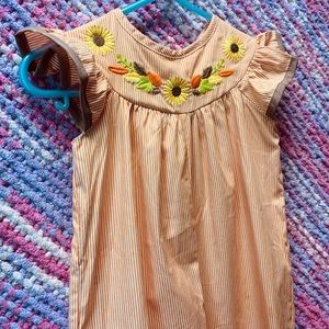 ✨HP✨ PinstripeSunflowerEmbroideredRomper